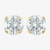 Cubic Zirconia 14K Gold 6mm Round Stud Earrings
