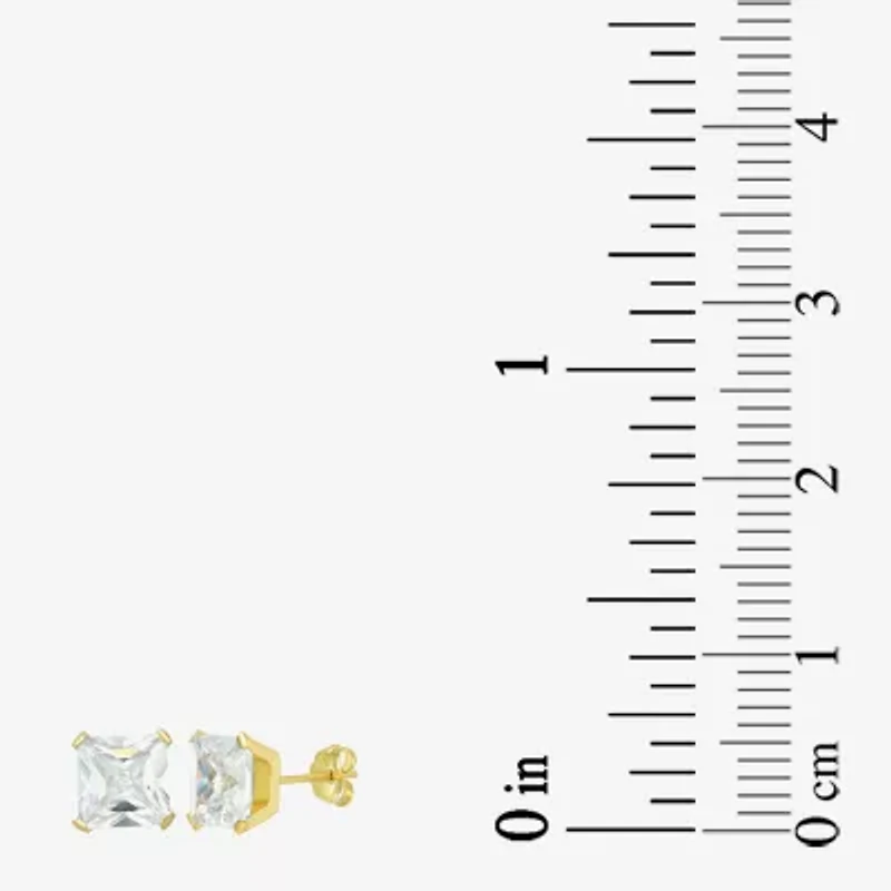 Cubic Zirconia 14K Gold 5mm Square Stud Earrings