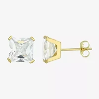 Cubic Zirconia 14K Gold 5mm Square Stud Earrings