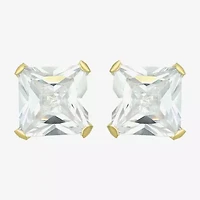 Cubic Zirconia 14K Gold 5mm Square Stud Earrings