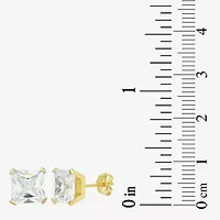 Cubic Zirconia 14K Gold 7mm Square Stud Earrings