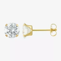 Womens Cubic Zirconia 14K Gold Round 3 Pair Earring Set