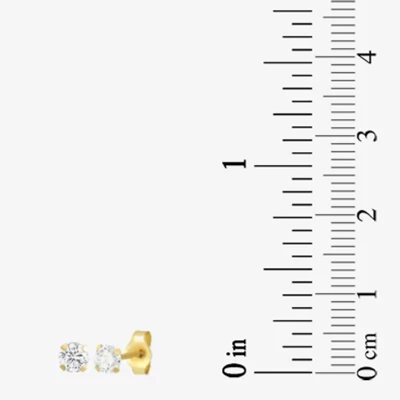Womens Cubic Zirconia 14K Gold Round 3 Pair Earring Set