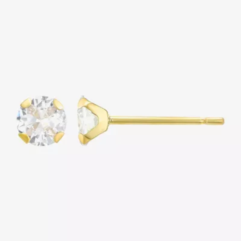 Womens Cubic Zirconia 14K Gold Round 3 Pair Earring Set