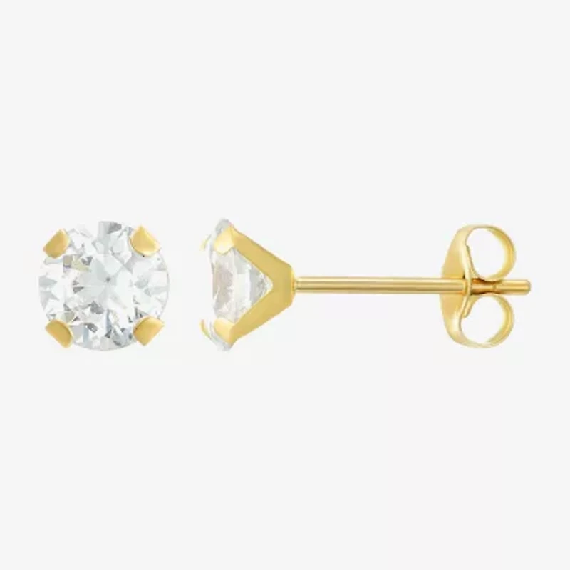 Womens Cubic Zirconia 14K Gold Round 3 Pair Earring Set