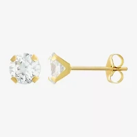 Womens Cubic Zirconia 14K Gold Round 3 Pair Earring Set