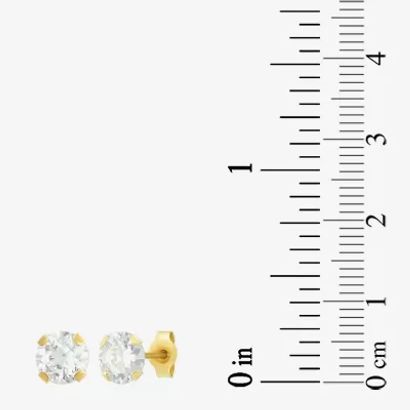 Womens Cubic Zirconia 14K Gold Round 3 Pair Earring Set