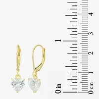Womens Cubic Zirconia 14K Gold Heart Drop Earrings