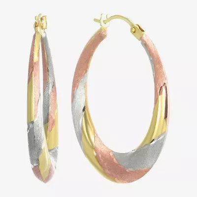 Womens 14K Tri-Color Gold 25mm Round Hoop Earrings