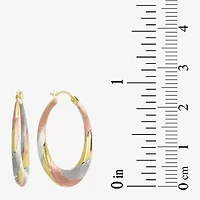 Womens 14K Tri-Color Gold 25mm Round Hoop Earrings