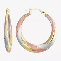 Womens 14K Tri-Color Gold 25mm Round Hoop Earrings