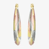 Womens 14K Tri-Color Gold 25mm Round Hoop Earrings