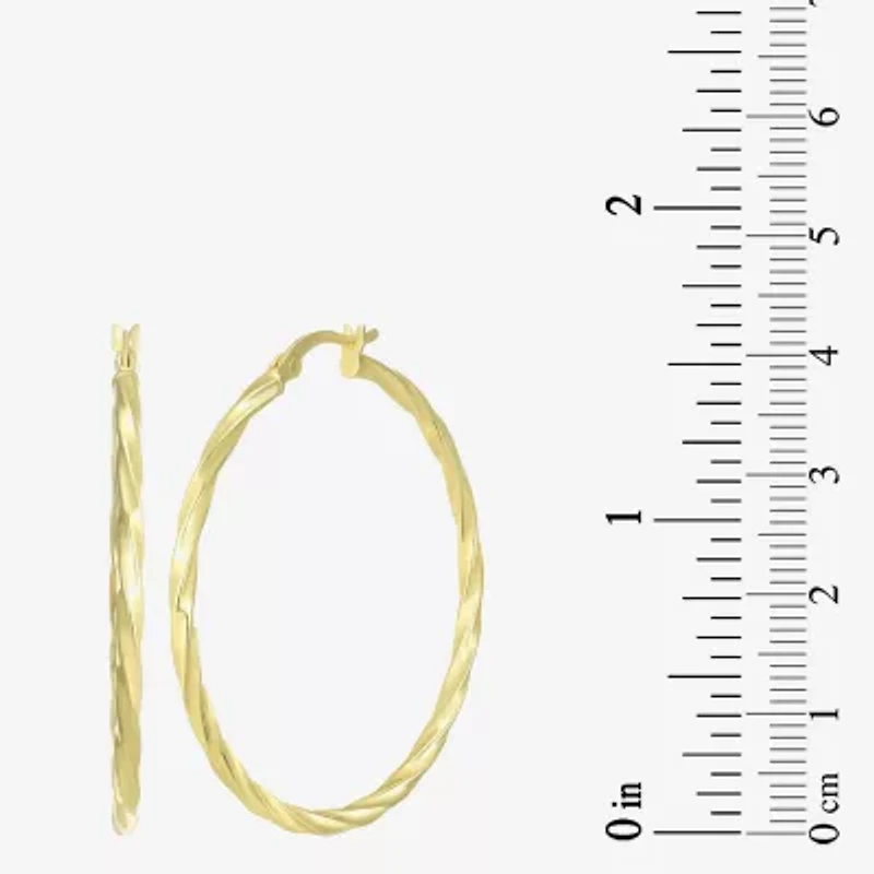 Womens 24K Gold Over Silver 40.8mm Round Hoop Earrings