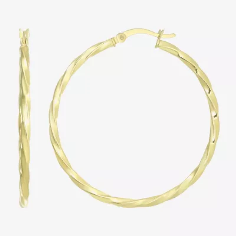 Womens 24K Gold Over Silver 40.8mm Round Hoop Earrings