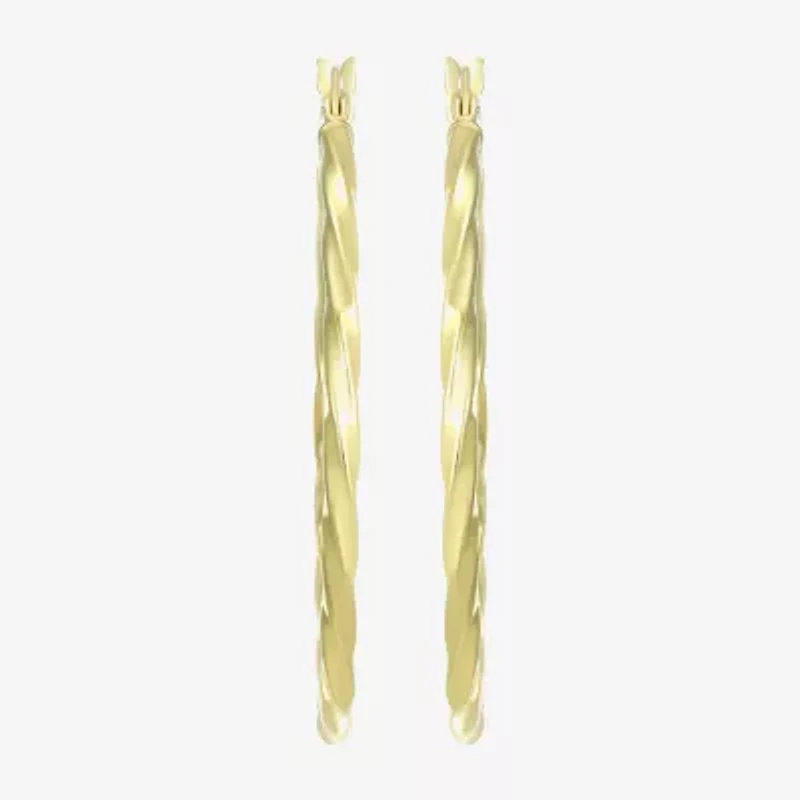 Womens 24K Gold Over Silver 40.8mm Round Hoop Earrings