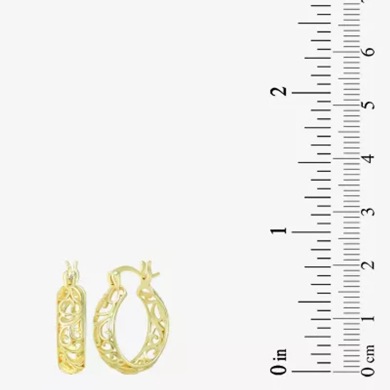 Womens 24K Gold Over Silver 18mm Round Hoop Earrings
