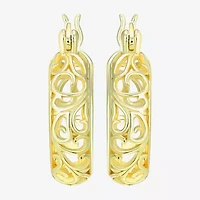 Womens 24K Gold Over Silver 18mm Round Hoop Earrings