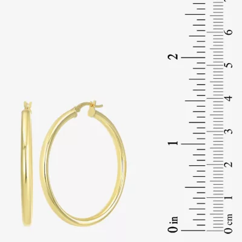 Womens 24K Gold Over Silver 40mm Round Hoop Earrings