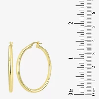 Womens 24K Gold Over Silver 40mm Round Hoop Earrings