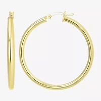 Womens 24K Gold Over Silver 40mm Round Hoop Earrings
