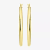 Womens 24K Gold Over Silver 40mm Round Hoop Earrings