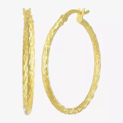 Womens 24K Gold Over Silver 30.5mm Round Hoop Earrings