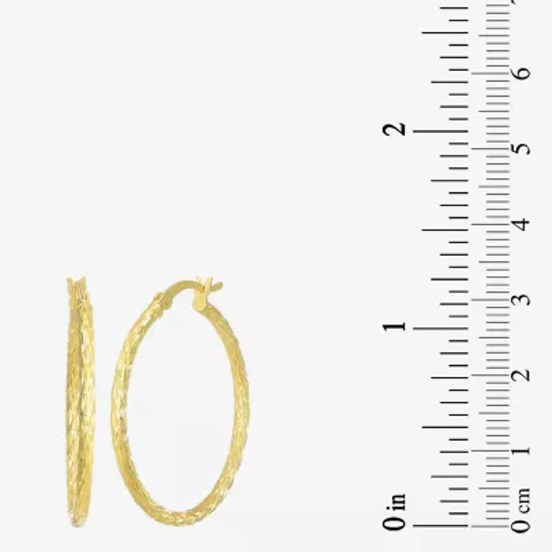 Womens 24K Gold Over Silver 30.5mm Round Hoop Earrings