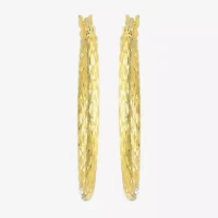 Womens 24K Gold Over Silver 30.5mm Round Hoop Earrings