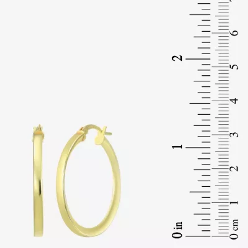 Womens 24K Gold Over Silver 30.7mm Round Hoop Earrings