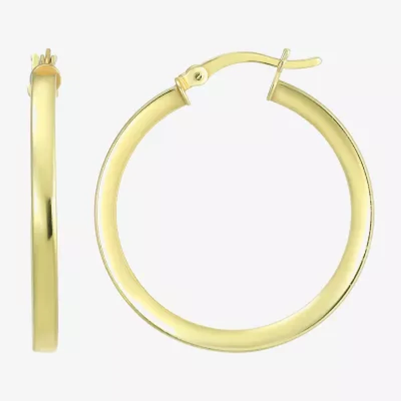 Womens 24K Gold Over Silver 30.7mm Round Hoop Earrings