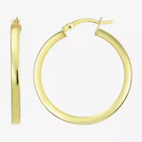 Womens 24K Gold Over Silver 30.7mm Round Hoop Earrings