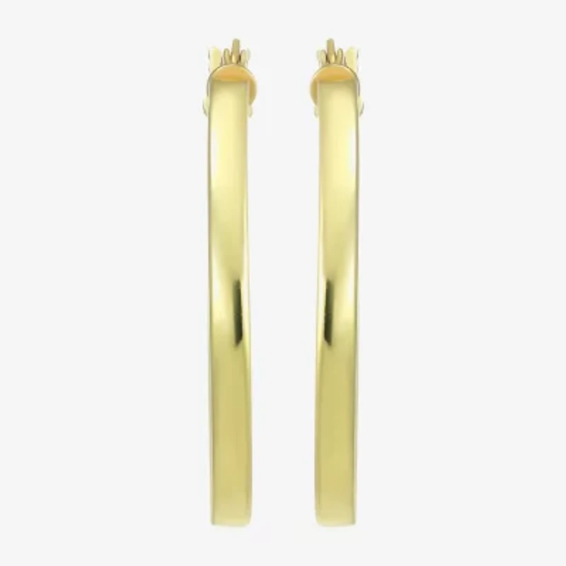 Womens 24K Gold Over Silver 30.7mm Round Hoop Earrings