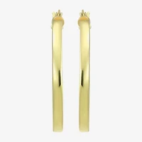 Womens 24K Gold Over Silver 30.7mm Round Hoop Earrings