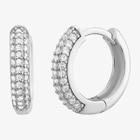 Womens Cubic Zirconia Sterling Silver 2 Pair Earring Set