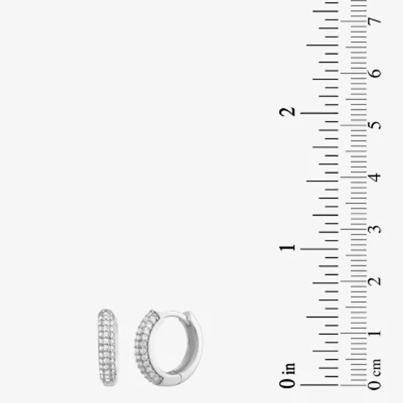 Womens Cubic Zirconia Sterling Silver 2 Pair Earring Set