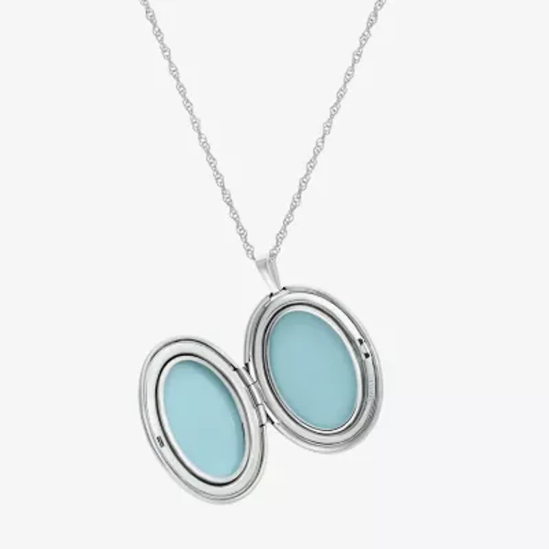 Womens Sterling Silver 18 Inch Locket Necklace