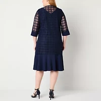 Maya Brooke Womens Windowpane Jacket Dress