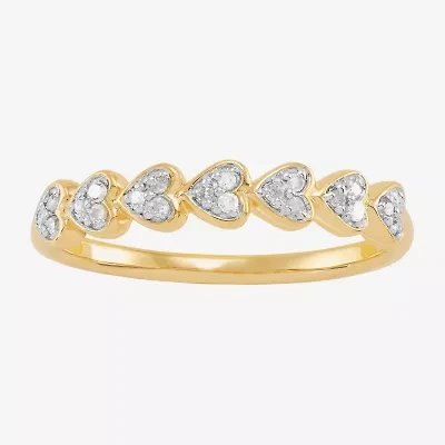 Limited Quantities! Womens 1/10 CT. T.W. Natural White Diamond 18K Gold Over Silver Heart Band