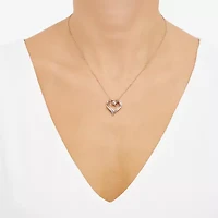 Limited Quantities! Womens Diamond Accent Natural White Diamond 14K Rose Gold Over Silver Sterling Silver Heart 18 Inch Pendant Necklace