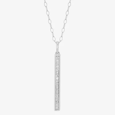 Limited Quantities! Womens 1/8 CT. T.W. Natural White Diamond Sterling Silver Bar 18 Inch Pendant Necklace