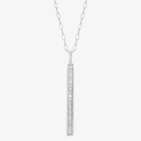 Limited Quantities! Womens 1/8 CT. T.W. Natural White Diamond Sterling Silver Bar 18 Inch Pendant Necklace