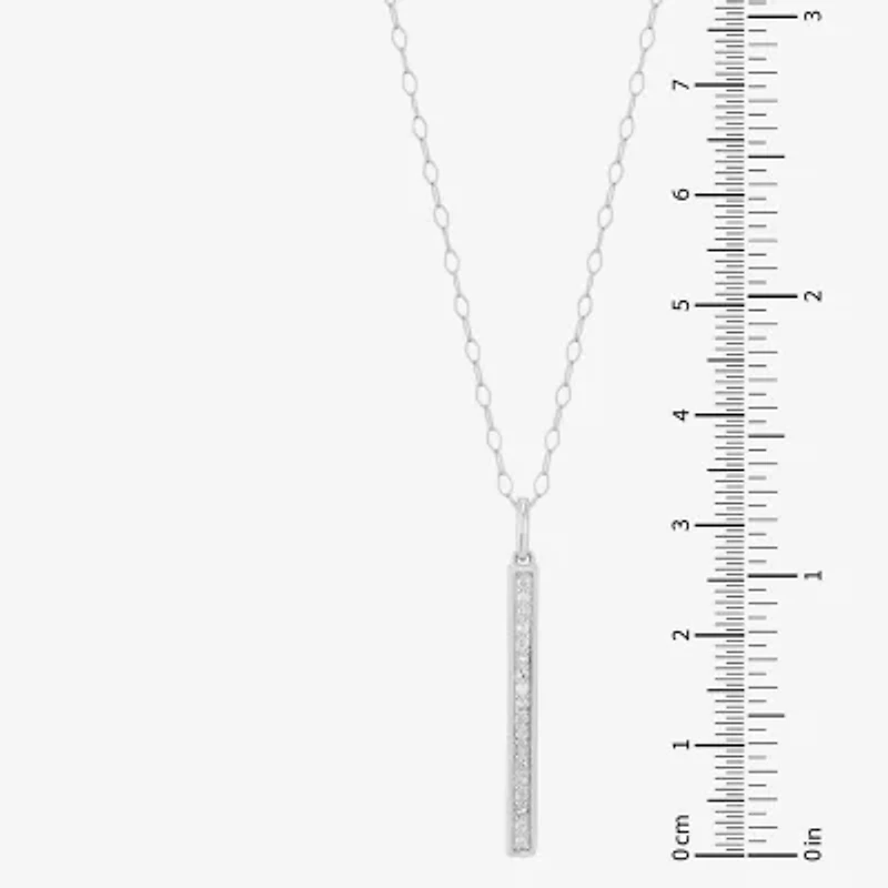 Limited Quantities! Womens 1/8 CT. T.W. Natural White Diamond Sterling Silver Bar 18 Inch Pendant Necklace