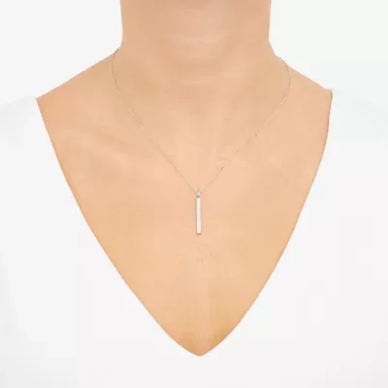 Limited Quantities! Womens 1/8 CT. T.W. Natural White Diamond Sterling Silver Bar 18 Inch Pendant Necklace