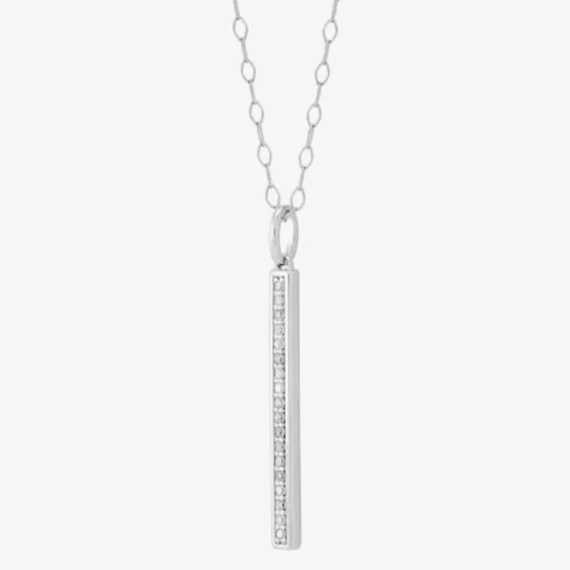 Limited Quantities! Womens 1/8 CT. T.W. Natural White Diamond Sterling Silver Bar 18 Inch Pendant Necklace