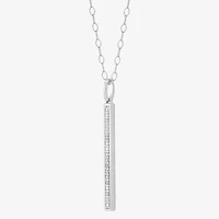 Limited Quantities! Womens 1/8 CT. T.W. Natural White Diamond Sterling Silver Bar 18 Inch Pendant Necklace