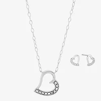 Limited Quantities! Womens 1/ CT. T.W. Natural White Diamond Sterling Silver Heart 2-pc. Jewelry Set