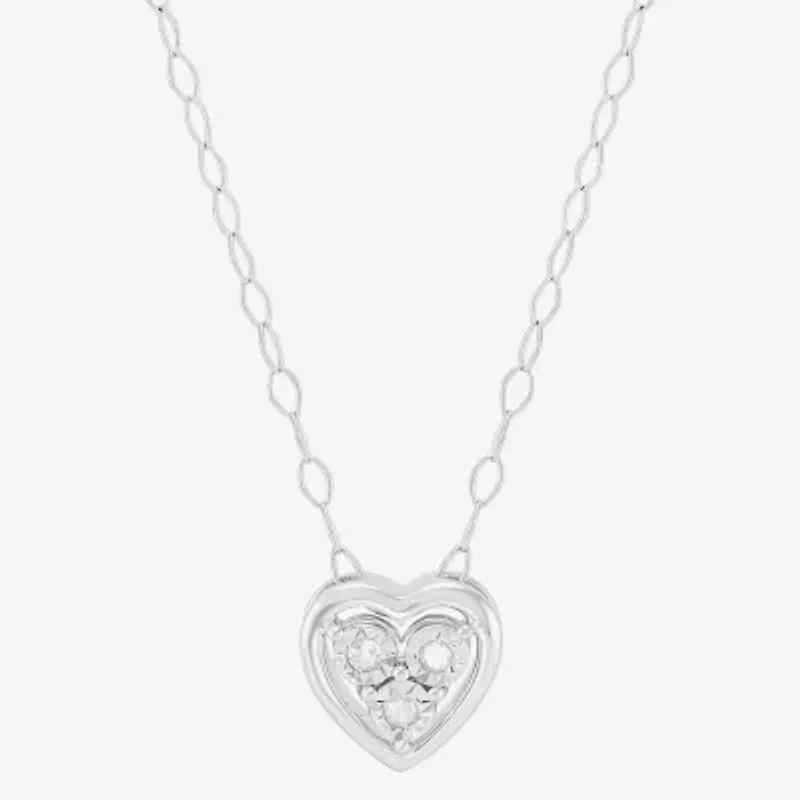 Limited Quantities! Womens 1/10 CT. T.W. Natural White Diamond Sterling Silver Heart 2-pc. Jewelry Set