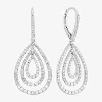 Limited Quantities! Womens 1 CT. T.W. Natural White Diamond Sterling Silver Drop Earrings