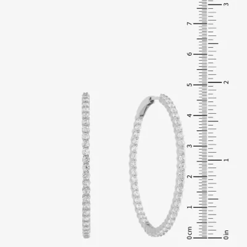 Diamonart Womens Cubic Zirconia Sterling Silver 50mm Round Hoop Earrings