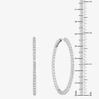 Diamonart Womens Cubic Zirconia Sterling Silver 50mm Round Hoop Earrings